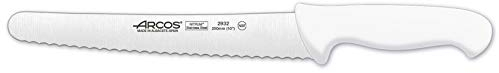 Arcos Serie 2900 - Caja 6 uds Cuchillo Pastelero - Hoja Serrada de Acero Inoxidable NITRUM de 250 mm - Mango inyectado en Polipropileno Color blanco (6 UDS)