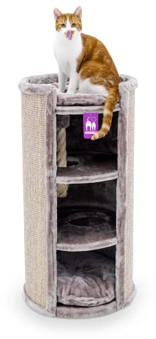 Petrebels Kratztonne XL Superdome 100 cm hoch, Ø 50 cm, Design Kratztonne für große Katzen, extra Breit für Ultimative Stabilität, Farbe Cappuccino