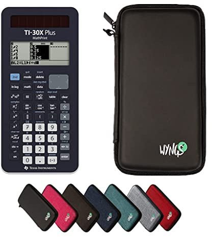 TI-30X Plus MathPrint Taschenrechner inklusive Schutztasche von WYNGS in Schwarz - Basic Set