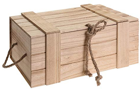 Meinposten Holzkiste mit Deckel geflammt vintage alt Truhe Natur Kiste Weinkiste B-WARE (Klein: H 11 x B 30 x T 20,5 cm)