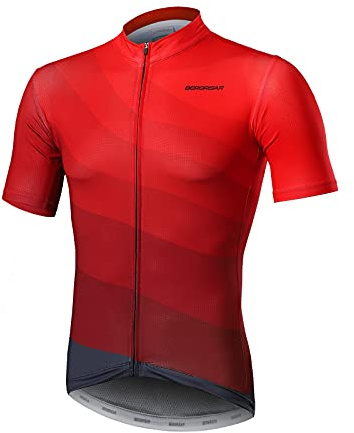 BERGRISAR Kurzarm Fahrradtrikot Herren Radtrikot mit Reißverschluss Taschen Trikots für MTB Mountainbike