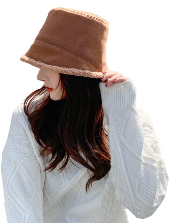 Wintermütze Unisex Fischerhut Künstlich Wildleder Eimerhut Damen Mädchen Damenmütze Modisch Winddicht Mütze Plüsch Beidseitig Winterhut Verdickt Kuschelig Eimerhut Baumwolle Outdoor Wollmütze Winter