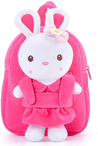 Frantic Kids Velvet Plush School Bag Backpack for Baby Boy & Girl | Soft Toy Preschool Bag with Adjustable Straps | Cute Mini Backpack for Picnic, Travel & Playgroup, KonggiRabbit, M, Backpacks