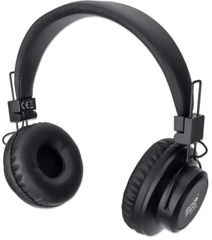 Manhattan Sound Science Casque Supra-auriculaire Bluetooth® avec Prise Jack 3,5 mm, Design Supra-auriculaire, Noir