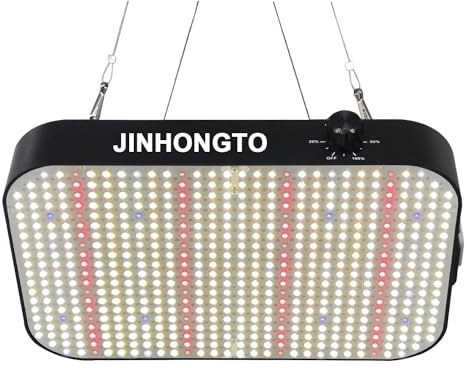 JINHONGTO Lampe LED Horticole 65Watt (600W Équivalent), 588 LEDs, Lampe Croissance Spectre Complet, avec Fonction de Gradation et de Guirlande, Lampe de Plante