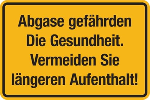 Dreifke® Hinweisschild, Abgase gefährden die Gesundheit, 200 x 300 mm Kunststoff Gelb Aufdruckfarbe: Schwarz