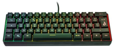 SureFire Kingpin X1 60% Gaming Tastatur French, Gaming Multimedia Keyboard klein & mobil, RGB-Tastatur mit Beleuchtung, 25 Anti-Ghosting-Tasten, französisches Layout AZERTY