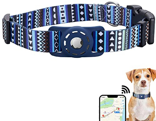 Konity Katzenhalsband, kompatibel mit AirTag, Polyester, für kleine Hunde, Bohemia Navy, Größe XS: 20,3 - 30,5 cm Halsumfang