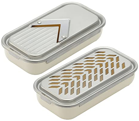 Japanese Mini Slicer and Grater Set, Mandoline, Stainless Steel, Made in Sanjo, Japan, Silver