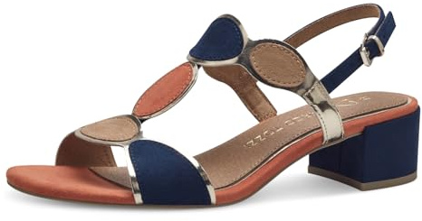 MARCO TOZZI Women's 2-28230-42 Heeled Sandal, Navy Comb, 5.5