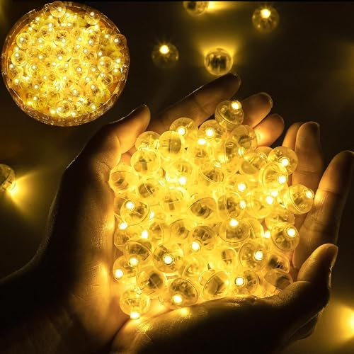 50 Pezzi Mini LED a Palloncino Luci, Mini Lampada a LED Lanterne di Carta, Rotonde Palloncini LED per Matrimonio Compleanno Halloween Festa di Natale Capodanno Decorazione
