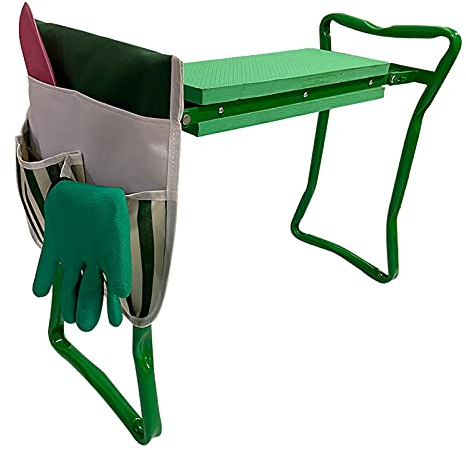 Lnlscle Gartenkniehocker, Kniestuhl für die Gartenarbeit Schwere klappbare Gartenhocker mit weichem Kniepolster, Multifunktions-Gartenbank mit Werkzeugtasche für Frauengeschenk
