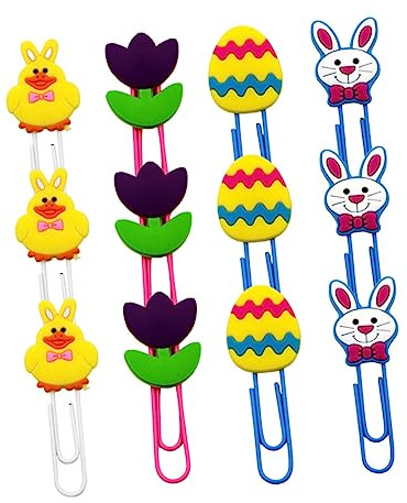 EXCEART 12St Ostern Memo Büroklammern Inhaber einer Bürodatei Büroklammern aus Metall dIY Fotoclips bookmarks lesezeichen Papierstift Tier Bindemittel Schulmaterial Hase Student