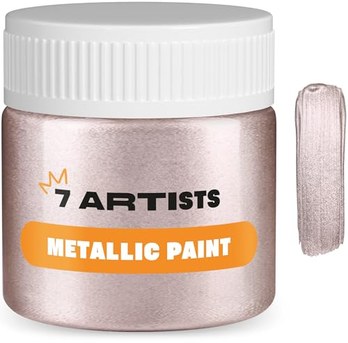 7 Artists Acrylfarbe Rosegold Metallic 50 ml – Professionelle Rosa Acrylfarbe mit Glitzer Effekt für Basteln & Malen | Glitzerfarbe für Holz, Leinwand, Ton & Stein | Acrylfarben Metallic Einzeln
