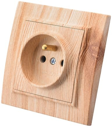 Prise murale encastrable,Prises electriques Standard,Prise murale d'intérieur 250V AC 16A,Prise de terre steckdose française Grain de bois blanc
