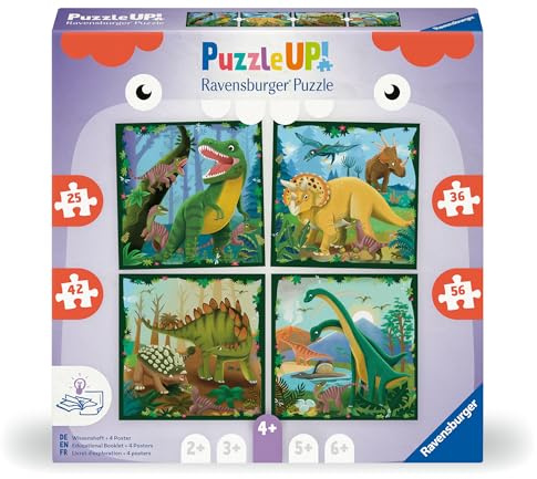 Ravensburger Puzzle Dinosaurier - 25, 36, 42, 56 Teile Puzzle | 25, 36, 42, 56 Teile Puzzle, Kinderpuzzle ab 4 Jahre, Ravensburger Qualität