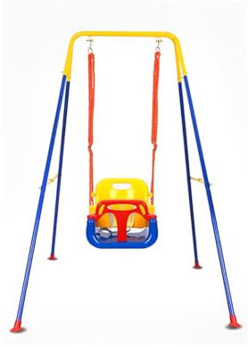 Balançoire pour Enfants. Balançoire de Jardin. Siège Réglable 3 en 1 avec Dossier et Protection Avant pour Intérieur et Extérieur, Jardin.avec Ceinture de Sécurité, Corde et Structure.