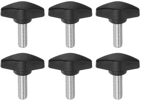 sourcing map Lot de 6 boutons en T M8 x 20 mm - Filetage mâle - En plastique - Vis moletées - Noir