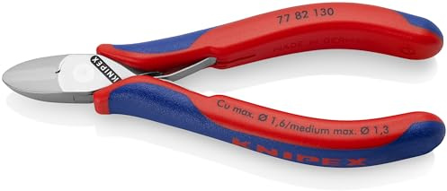 KNIPEX Elektronik-Seitenschneider, 77 82 130 | Mit durchgestecktem Gelenk mit Mehrkomponenten-Hüllen 130 mm