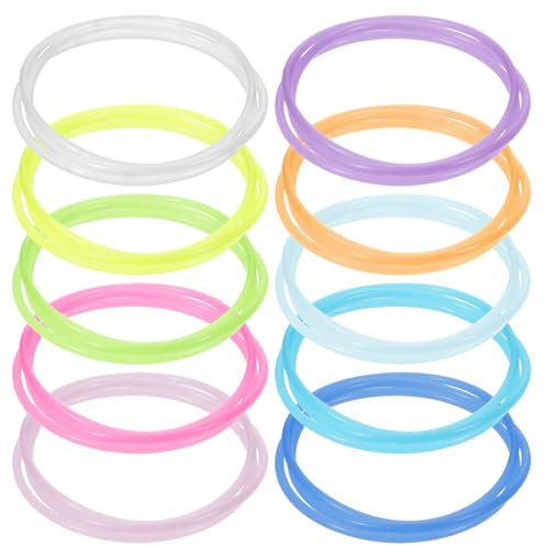 Dimeho Pulseras de gomitas de 30 piezas de 10 colores de silicona de neón para mujer, pulseras de silicona mixtas de los años 80, bandas de silicona, pulseras de gelatina arcoíris, accesorios de