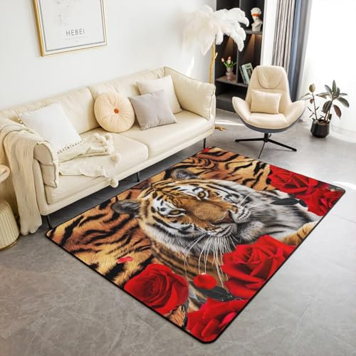 Bettvorleger 3D-Illusionsteppich Kleiner Teppich Wildtier-Tiger Teppich,Schlafzimmerteppich,Jungenteppiche Für Schlafzimmer,Wohnzimmerteppich 180 X 280 cm - Leicht Zu Reinigen-9163636684