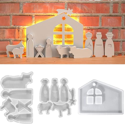Silikonform Krippe, Krippenfiguren Gießform, Kuchendekorationsformen Zum Thema Geburt Jesu“, Kuchendekorationsformen Zur Geburt Jesu, Antihaft-Kerzenherstellungsformen Für Weihnachten, Handgef