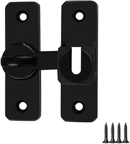 Serratura Porta Scorrevole, Serratura Per Porta Con Chiavistello A 90/180 Gradi, Serratura Per Porta Resistente Per Mobili, Guardaroba E Cancelli (Black)