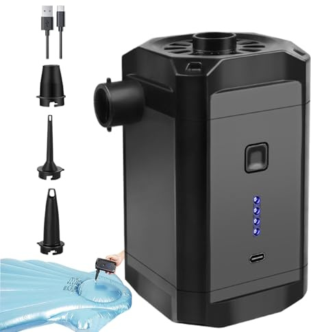 Air Cushion Pump, Air Pump Rechargeable Battery Powered, Inflator Deflator With Camping Lantern, 13.2x7.6x7.6cm, Easy To Use, Portable For Paddling Pool, Airbed, Swimming Pool