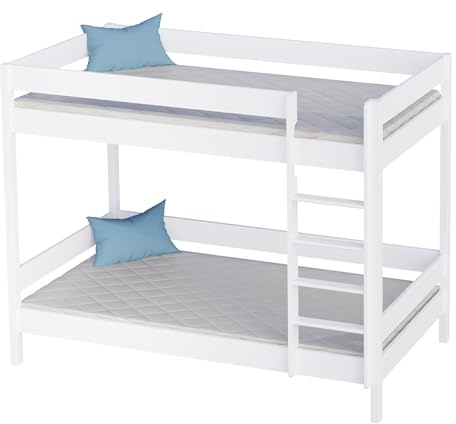 KidsComfort Etagenbett 140x70 cm Weiß Für Kinder Ohne Matratze Hochbett Stockbett Aus Holz Für 2 Kinder Mit Sicherem Rausfallschutz Ideal Für Geschwisterzimmer I Platzsparendes Design