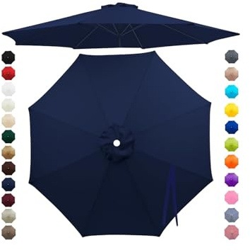 Chinimon Replacement Parasol Canopy 2m/2.5m/2.7m/3m/3.5m fits 6/8 Arms | Parasol Replacement Canopy 95% UV Block, Double-Stitch Seams, Fade Resistant Fabric, Canopy Only for Garden, Patio and Beach