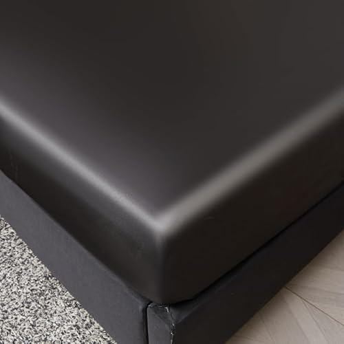 Lukery Wasserdichtes Spannbettlaken Verdickter Bettlaken 30cm Extra Tiefe Tasche Elastisch Spannbetttuch Weich und Atmungsaktiv für Boxspringbett Dicke Matratzen (schwarz,140x200cm)