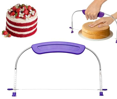 Xuduvay Niveleur et trancheuse à gâteau réglable – Coupe-gâteau en fil d'acier inoxydable avec poignée antidérapante – Parfait pour superposer des gâteaux, du pain et des pâtisseries de 25,4 cm
