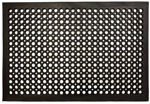 EDL Heavy Duty Rubber Mat 90 x 60 cm Extra Large Commercial Entrance Mat with Drainage Holes Non Slip Anti Fatigue Outdoor Mat for Industrial Use in Garage Kitchen Restaurant & Workspaces