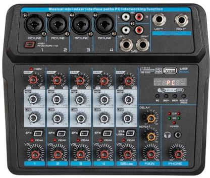 Console Di Missaggio Portatile Mixer Audio Interfaccia Controller Audio DJ USB A 4/6 Canali For Streaming Di Registrazione Di Giochi For PC interfaccia audio accessori per pc mixer dj mixer(6 Channel)