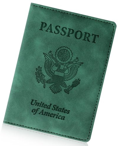 Passport Holder for Travel Essentials,RFID Blocking Passport Cover Wallet Card Case for Women and Men (Dark Green)