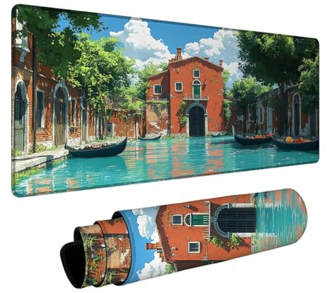 Tapis de Souris Bateau Tapis de Souris Gamer Arbre Mouse Pad Bords Cousus Précision et Vitesse Améliorées pour Decoration Maison Bureau Pc Portable Pc Gamer Clavier sans Fil 600x1400x3 mm DBYH-2968