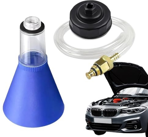 manhegari Kit entonnoir à huile | Équipement de vidange d'huile | Entonnoir à huile fileté pour voitures avec clé de filtre et outil de vidange – Pour véhicule, camion, remorque, tracteur, conducteur