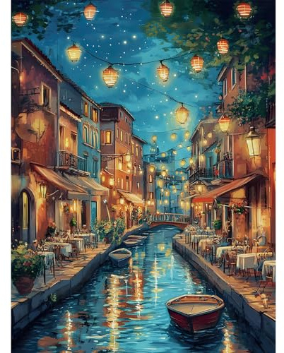Diamond Art Kits, 5D Venice Night Diamond Painting for Adults, 12x16 Inch | Full Round Drill, HD Canvas, DIY Gem Art Craft Kit for Adults, Stress Relief, Home Wall Decor, Gift Idea