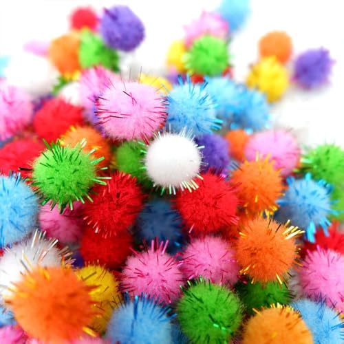 OIXEYA 500 Pezzi Pon Pon Colorati, Ponpon Colorati per Lavoretti, Pom Pom Artigianato, Ghirlande, Nappe e Accessori per Capelli, Artigianato per Bambini, per Decorazione di Pasqua, Feste(1-3cm)