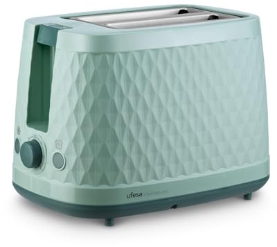 Ufesa Sunrise Joie Tostadora 900W, 2 Rebanadas, 6 Niveles de Tostado, Función Descongelar y Recalentar, Bandeja Recogemigas, Centrado Automático, Expulsión Automática