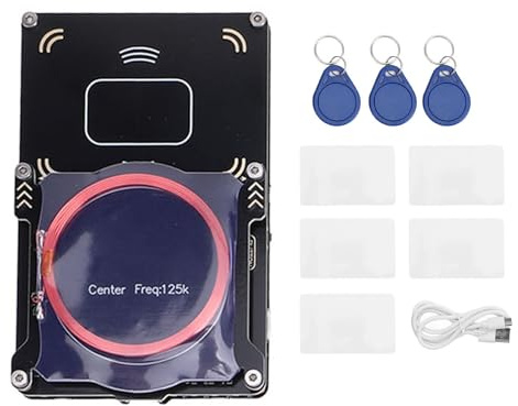 Omquot Lector de Tarjetas para Decryptor NFC de Alto Rendimiento para Control de Acceso Material ABS de Banda Completa con Interfaz USB Tipo C (5 Tarjetas T5577, 3 llaveros T5577.)