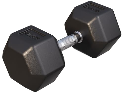 GORILLA SPORTS® Hexagon Kurzhanteln 2–50 kg, gummiert, mit oder ohne Ablage | Schwarze sechseckige Hanteln aus Gusseisen mit gerändeltem Chromgriff, rutschsicher und rollfest; Dumbbell, Krafttraining