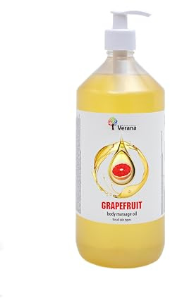 Verana Massageöl Grapefruit, Naturkosmetik Körper-Öl, Alle Haut, Pflegende Massage, Entspannend, Anti Cellulite, Anti Aging, Antiseptisch, Aromatherapie (1L)