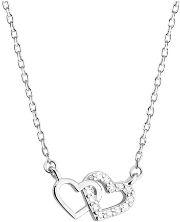 Sofia Milani - Damen Halskette 925 Silber - mit Zirkonia Steinen - Doppel mit Herz Anhänger