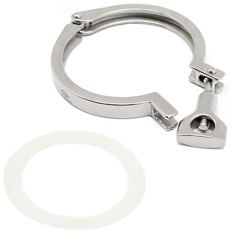QiiMii Stainless Steel 304 Heavy Duty Sanitary Clamp Single Pin Tri Clover 3 inch with 1 pc Silicone Gasket, 1 Pack