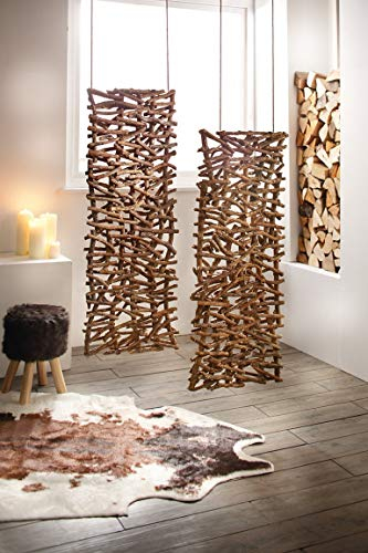 Deko-Objekt Rustikal aus Rattan & Holz, Raumteiler, Paravent, Skulptur