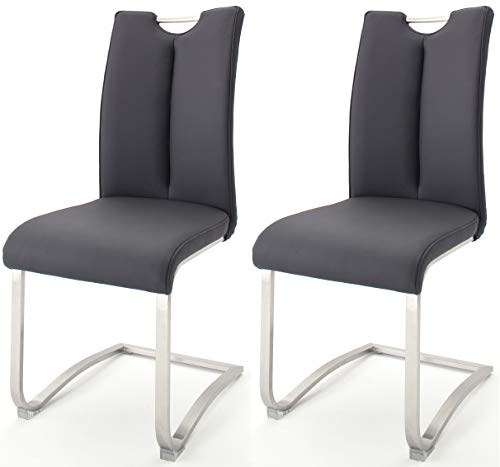 Robas Lund Esszimmerstühle 2er Set Schwarz, Schwingstuhl Esszimmerstuhl max. 140 Kg Belastbar, Stuhl Artos