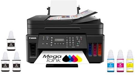 Canon G7020 All-in-One Printer Home Office | Wireless Supertank (Megatank) Printer | Copier | Scan, | Fax and ADF with Mobile Printing, Black, Works with Alexa