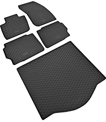 Passgenaue Kofferraumwanne und Gummifußmatten geeignet für Ford Mondeo Mk5 Kombi ab 2014 + Gurtschoner