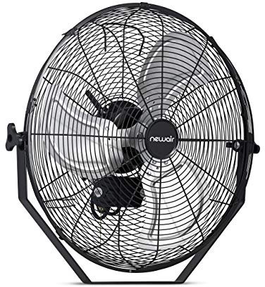 NewAir 20” Outdoor High Velocity Wall Mounted Fan with 3 Fan Speeds and Adjustable Tilt Head, NIF20WBK00, Black